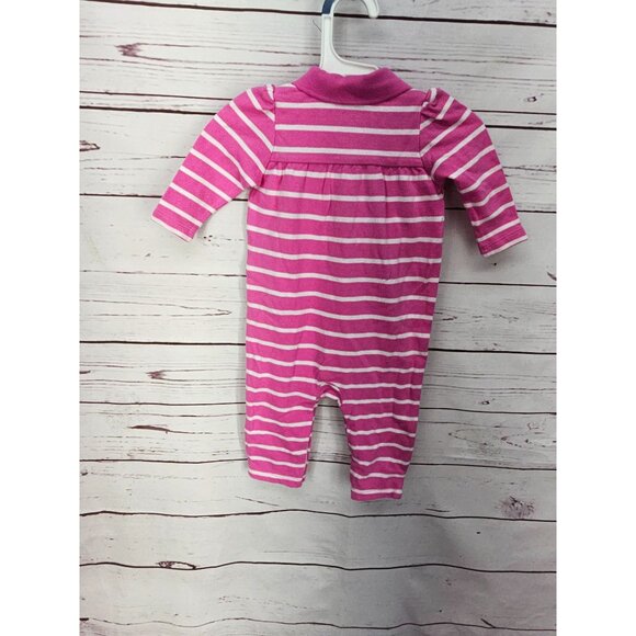 Ralph Lauren Girls Pink Striped Polo Collared Coverall Outfit Size 9M‎ 9 months - Picture 4 of 7